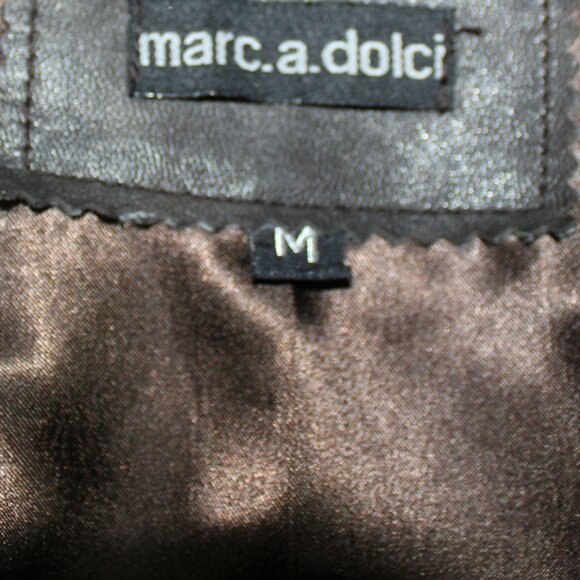 Marc.a.Dolchi leather 3/4 sleeve brown 1 button design lined jacket size Medium - Picture 7 of 8